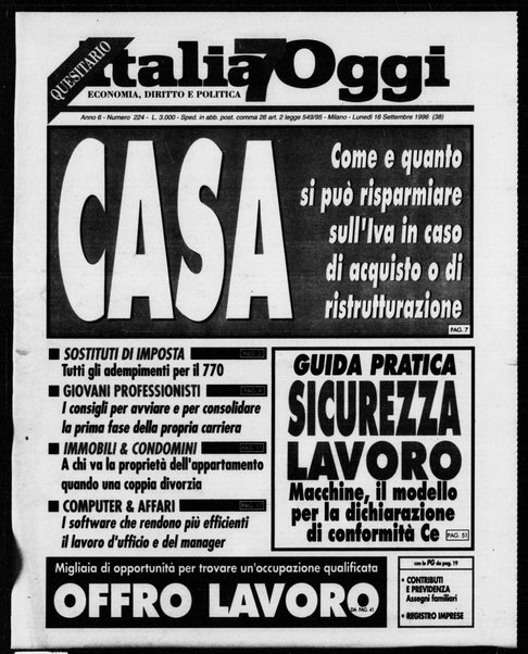 Italia oggi : quotidiano di economia finanza e politica